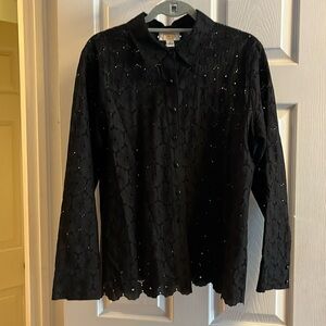 Women’s long sleeve eyelet blouse